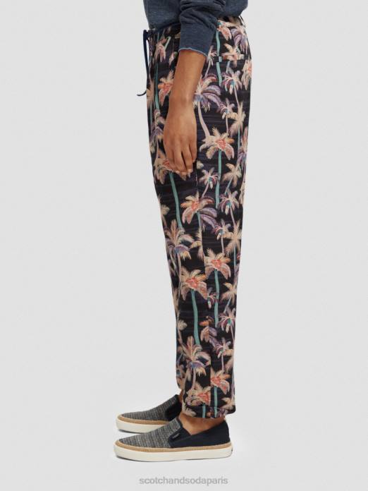 Scotch & Soda Hommes le chino plissé imprimé twilt palmier aop noir vêtements 4HB4500