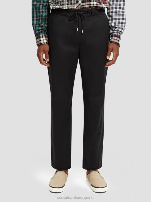 Scotch & Soda Hommes le jogger classique en popeline coupe fuselée préféré noir vêtements 4HB4484