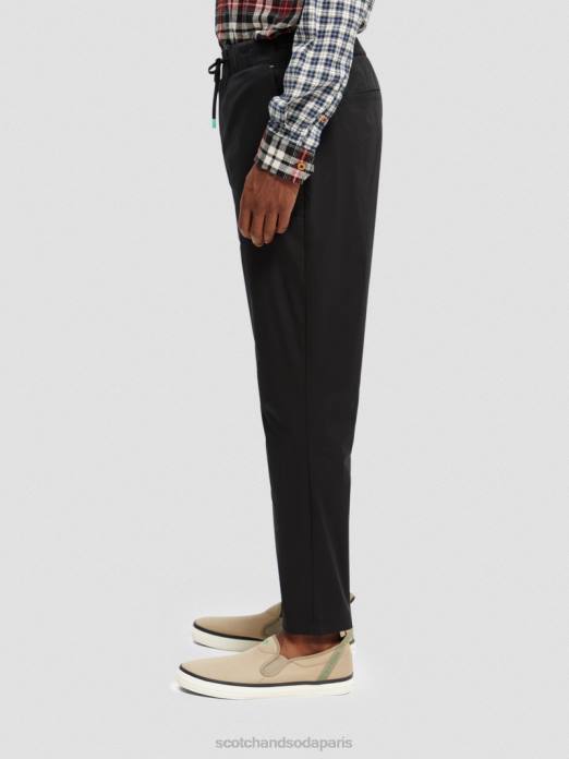 Scotch & Soda Hommes le jogger classique en popeline coupe fuselée préféré noir vêtements 4HB4484