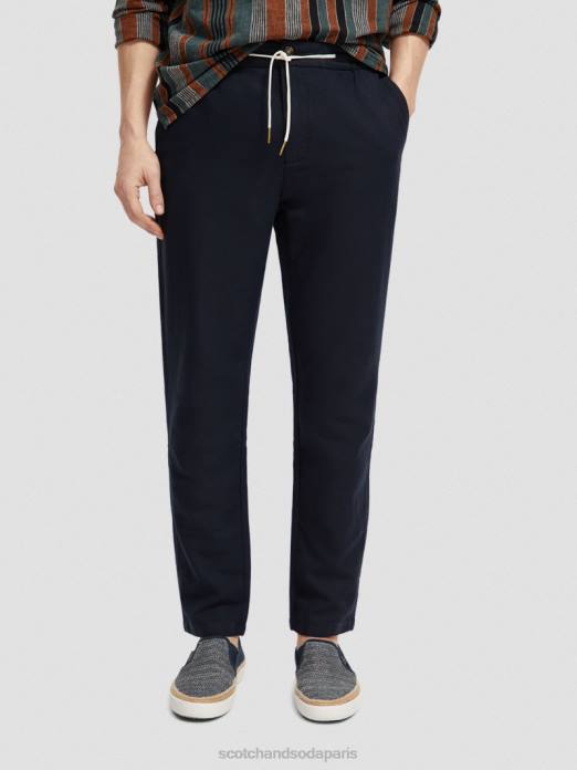 Scotch & Soda Hommes pantalon de jogging en lin mélangé à jambe droite warren Marin vêtements 4HB4478