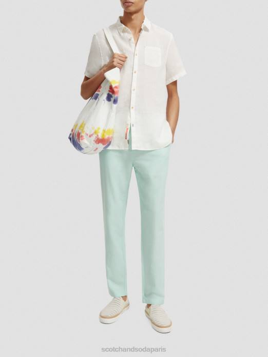 Scotch & Soda Hommes pantalon de jogging en lin mélangé à jambe droite warren baie vêtements 4HB4479