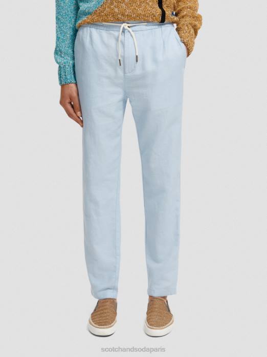 Scotch & Soda Hommes pantalon de jogging en lin mélangé à jambe droite warren ciel vêtements 4HB4481