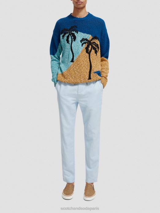 Scotch & Soda Hommes pantalon de jogging en lin mélangé à jambe droite warren ciel vêtements 4HB4481