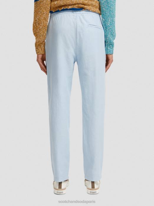 Scotch & Soda Hommes pantalon de jogging en lin mélangé à jambe droite warren ciel vêtements 4HB4481