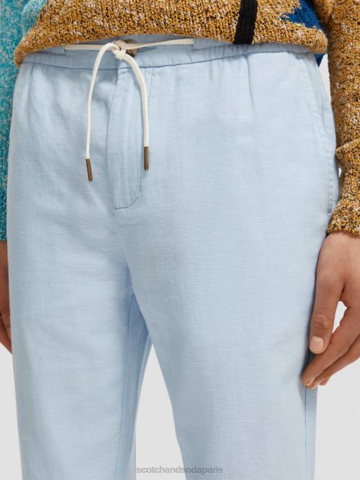 Scotch & Soda Hommes pantalon de jogging en lin mélangé à jambe droite warren ciel vêtements 4HB4481