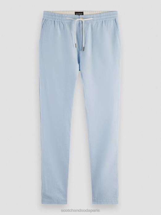 Scotch & Soda Hommes pantalon de jogging en lin mélangé à jambe droite warren ciel vêtements 4HB4481
