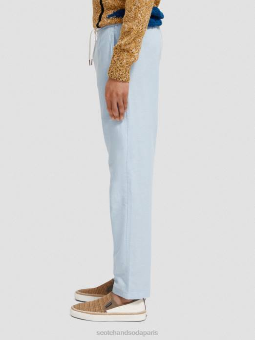 Scotch & Soda Hommes pantalon de jogging en lin mélangé à jambe droite warren ciel vêtements 4HB4481