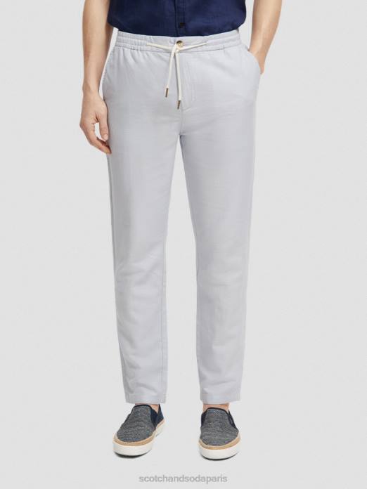 Scotch & Soda Hommes pantalon de jogging en lin mélangé à jambe droite warren gris clair vêtements 4HB4477
