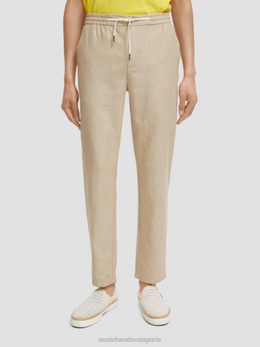 Scotch & Soda Hommes pantalon de jogging en lin mélangé à jambe droite warren sable vêtements 4HB4473