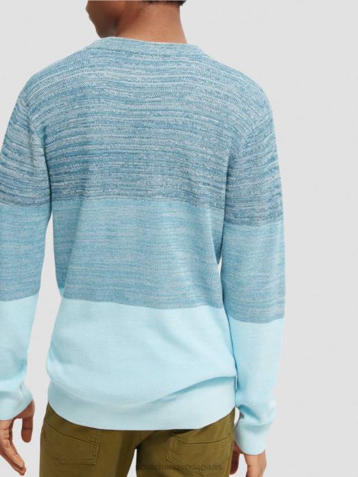 Scotch & Soda Hommes pull biologique en maille structurée à rayures combo b vêtements 4HB4656