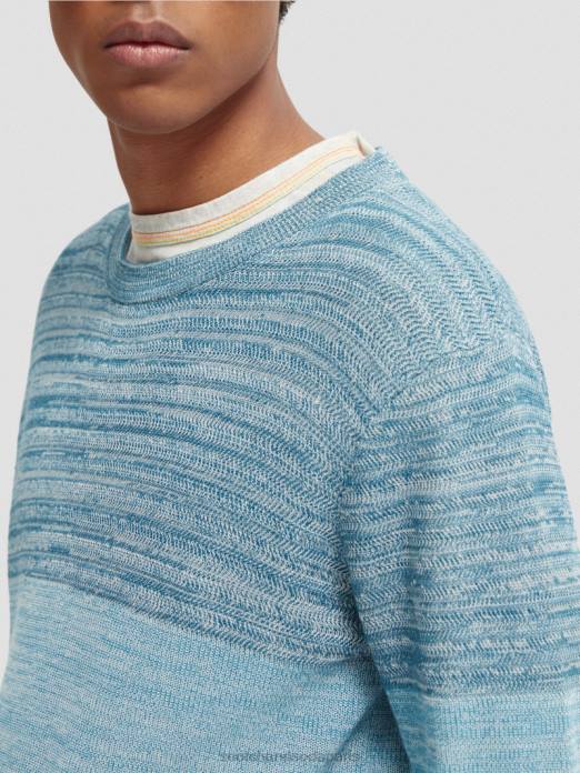 Scotch & Soda Hommes pull biologique en maille structurée à rayures combo b vêtements 4HB4656