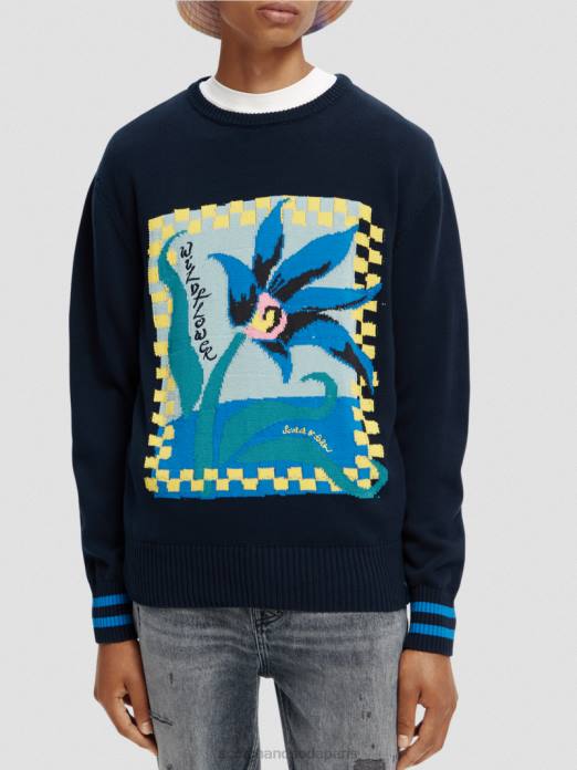 Scotch & Soda Hommes pull biologique à motif intarsia combiner un vêtements 4HB4641