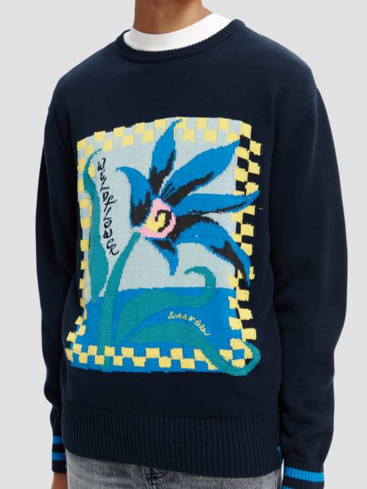 Scotch & Soda Hommes pull biologique à motif intarsia combiner un vêtements 4HB4641