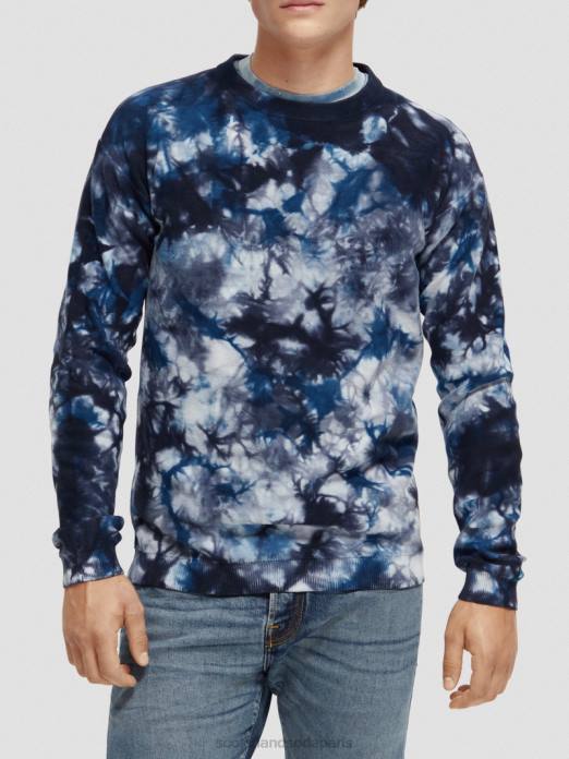 Scotch & Soda Hommes pull en coton biologique tie-dye mer bleue vêtements 4HB4657