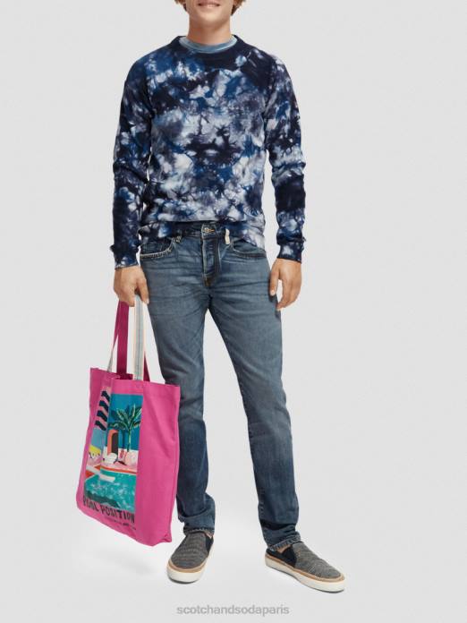 Scotch & Soda Hommes pull en coton biologique tie-dye mer bleue vêtements 4HB4657