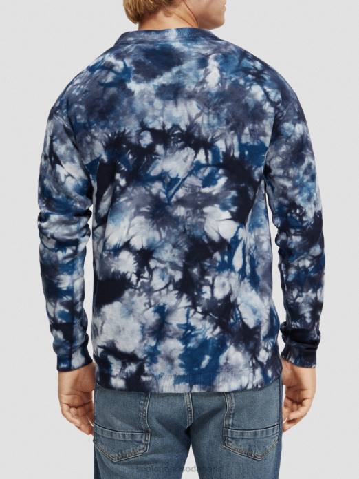 Scotch & Soda Hommes pull en coton biologique tie-dye mer bleue vêtements 4HB4657