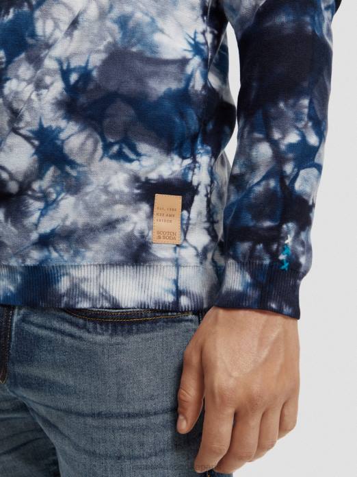 Scotch & Soda Hommes pull en coton biologique tie-dye mer bleue vêtements 4HB4657