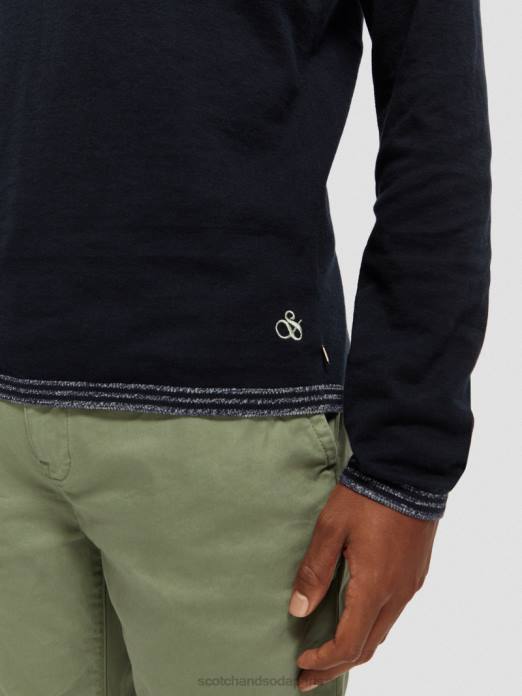 Scotch & Soda Hommes pull à finitions contrastantes marine vêtements 4HB4654