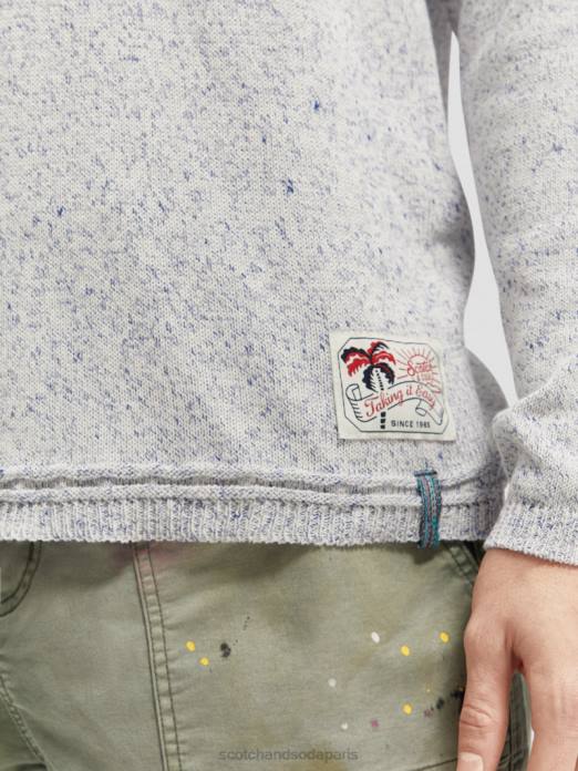 Scotch & Soda Hommes pull raglan mélange bleu riviera vêtements 4HB4660