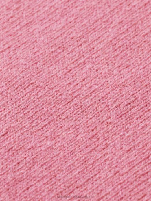 Scotch & Soda Hommes pull ras du cou en cachemire à bords contrastants rose mélangé vêtements 4HB4639