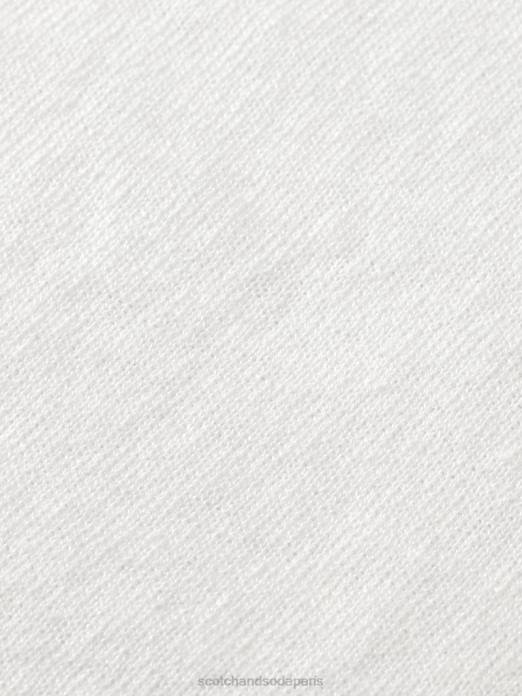 Scotch & Soda Hommes pull ras du cou en lin mélangé blanc vêtements 4HB4652