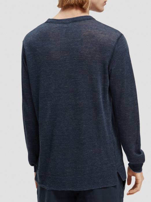 Scotch & Soda Hommes pull ras du cou en lin mélangé mélange marine vêtements 4HB4651