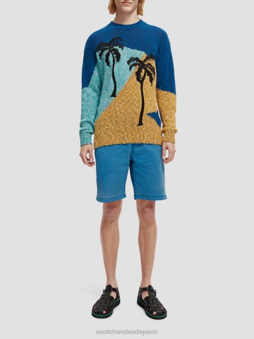 Scotch & Soda Hommes pull ras du cou à motif colour block plusieurs palmiers vêtements 4HB4655
