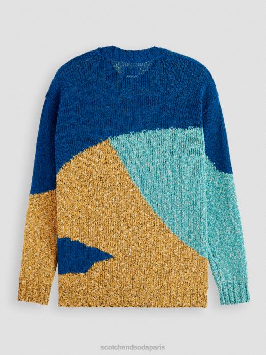 Scotch & Soda Hommes pull ras du cou à motif colour block plusieurs palmiers vêtements 4HB4655