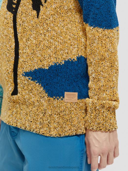 Scotch & Soda Hommes pull ras du cou à motif colour block plusieurs palmiers vêtements 4HB4655