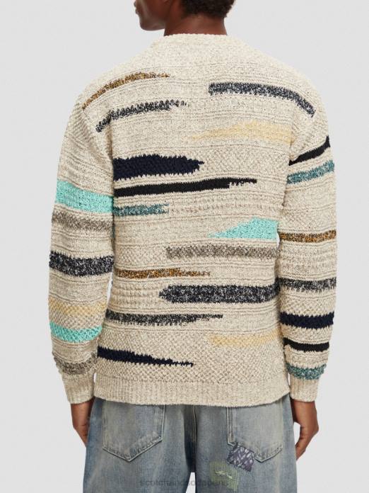 Scotch & Soda Hommes pull ras du cou rayé en jacquard mélangé combiner un vêtements 4HB4630
