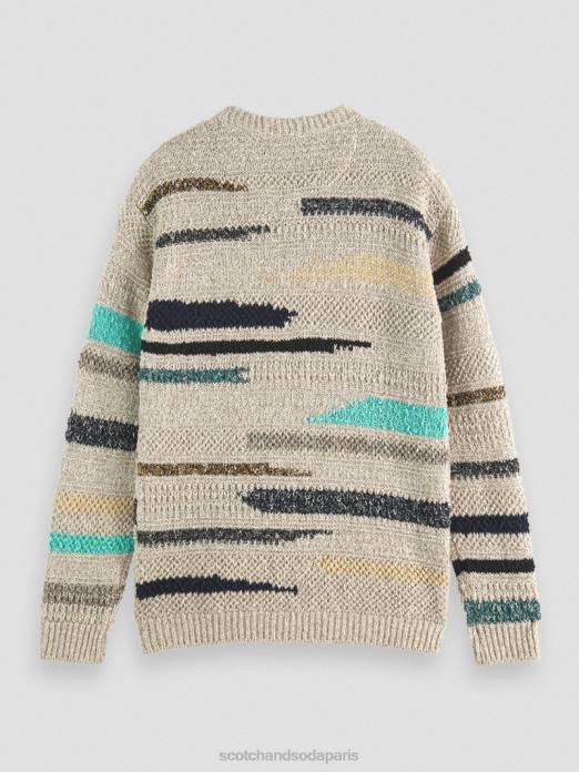 Scotch & Soda Hommes pull ras du cou rayé en jacquard mélangé combiner un vêtements 4HB4630