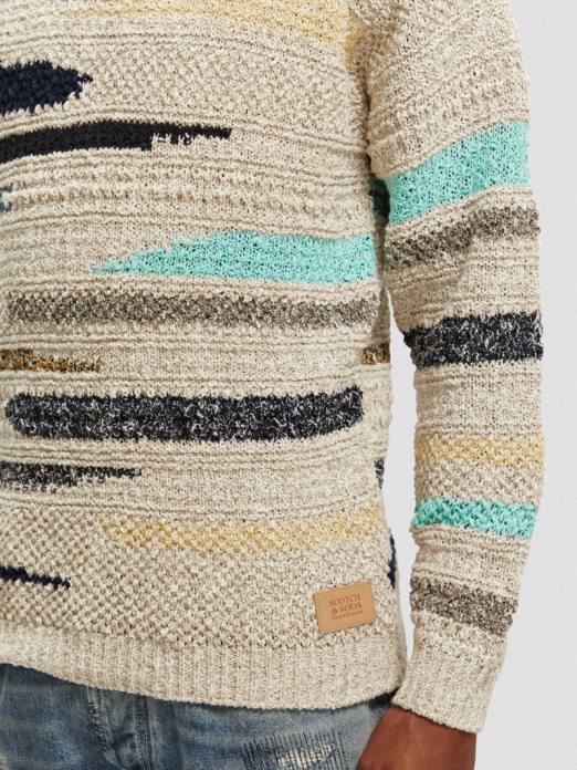 Scotch & Soda Hommes pull ras du cou rayé en jacquard mélangé combiner un vêtements 4HB4630