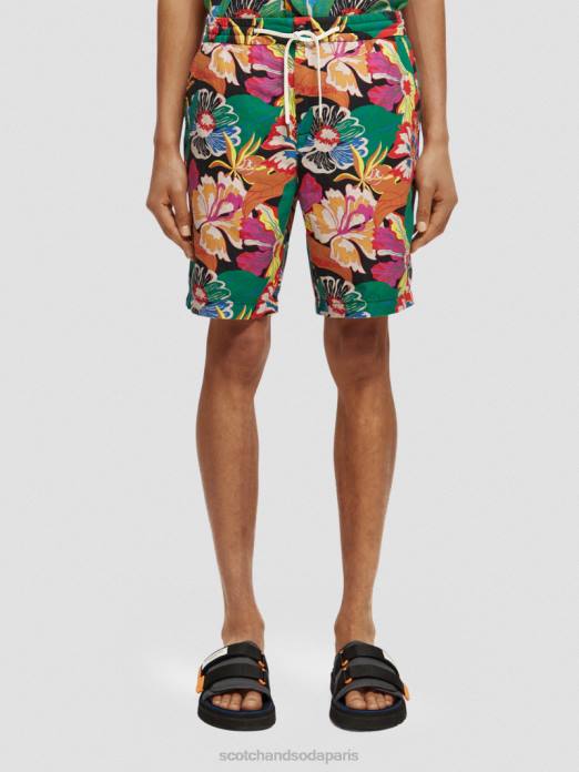 Scotch & Soda Hommes le bermuda en lin mélangé préféré aop floral noir vêtements 4HB4611