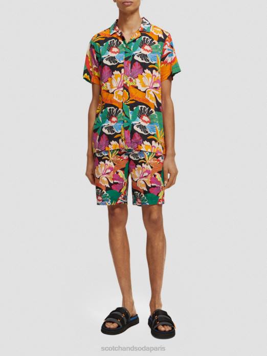 Scotch & Soda Hommes le bermuda en lin mélangé préféré aop floral noir vêtements 4HB4611