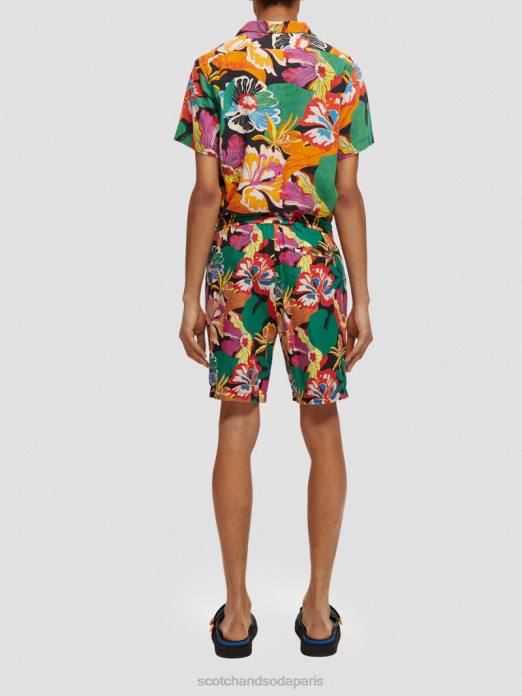 Scotch & Soda Hommes le bermuda en lin mélangé préféré aop floral noir vêtements 4HB4611