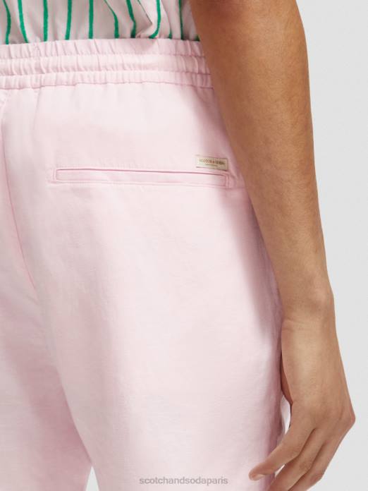 Scotch & Soda Hommes le bermuda en lin mélangé préféré rose vêtements 4HB4598