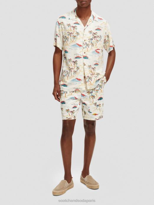Scotch & Soda Hommes le bermuda imprimé préféré île aux palmiers blancs aop vêtements 4HB4626