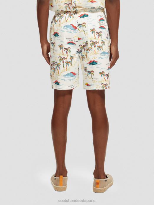 Scotch & Soda Hommes le bermuda imprimé préféré île aux palmiers blancs aop vêtements 4HB4626