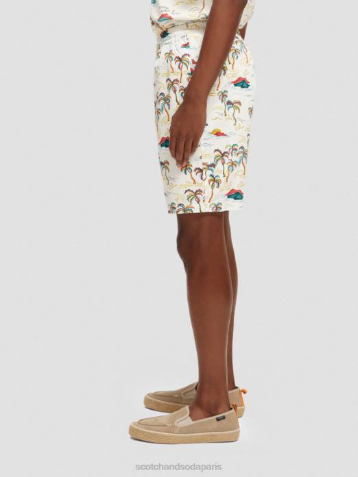 Scotch & Soda Hommes le bermuda imprimé préféré île aux palmiers blancs aop vêtements 4HB4626