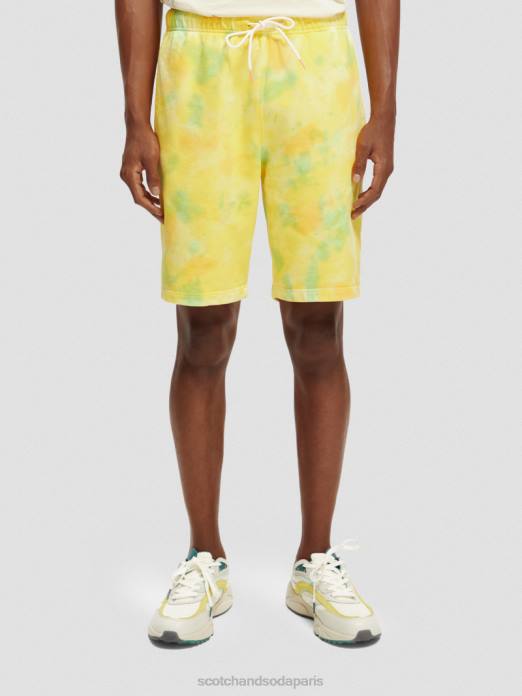 Scotch & Soda Hommes short en molleton tie-dye coupe décontractée teinture de cravate jaune vêtements 4HB4614