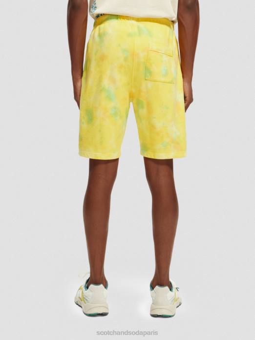 Scotch & Soda Hommes short en molleton tie-dye coupe décontractée teinture de cravate jaune vêtements 4HB4614