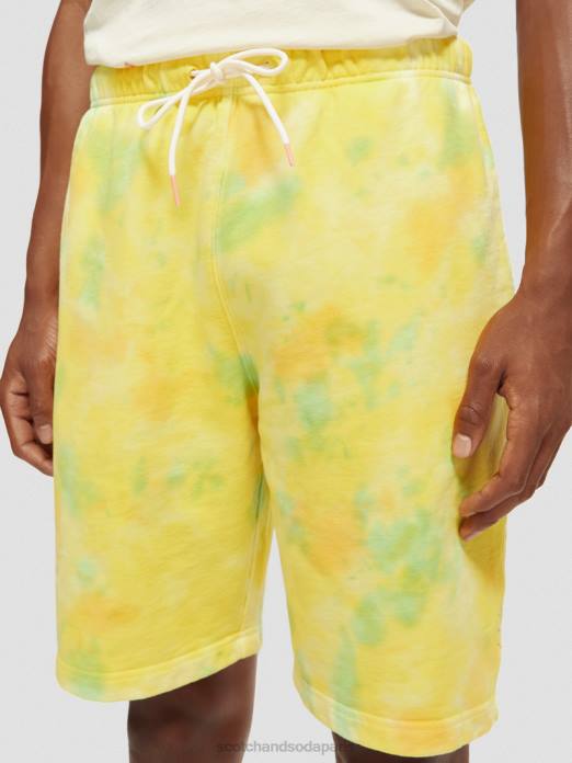Scotch & Soda Hommes short en molleton tie-dye coupe décontractée teinture de cravate jaune vêtements 4HB4614