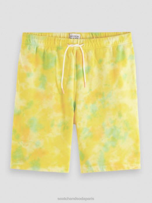Scotch & Soda Hommes short en molleton tie-dye coupe décontractée teinture de cravate jaune vêtements 4HB4614