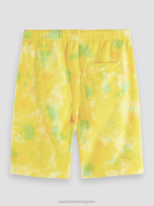 Scotch & Soda Hommes short en molleton tie-dye coupe décontractée teinture de cravate jaune vêtements 4HB4614