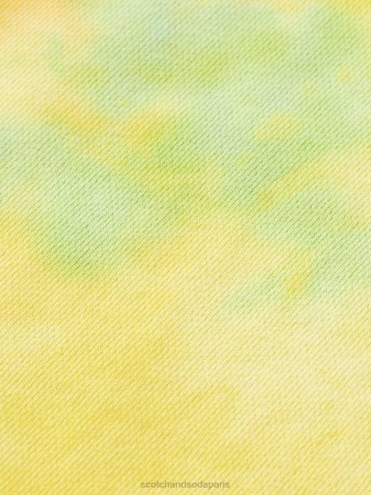 Scotch & Soda Hommes short en molleton tie-dye coupe décontractée teinture de cravate jaune vêtements 4HB4614