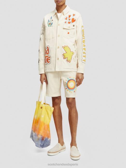 Scotch & Soda Hommes short en sergé de coton biologique imprimé broderie jaune vêtements 4HB4627