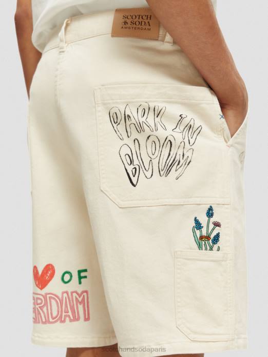 Scotch & Soda Hommes short en sergé de coton biologique imprimé broderie jaune vêtements 4HB4627