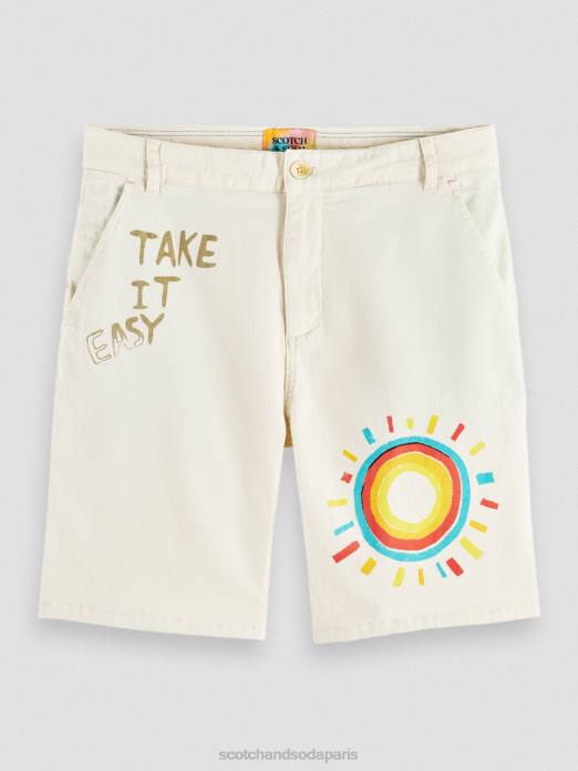 Scotch & Soda Hommes short en sergé de coton biologique imprimé broderie jaune vêtements 4HB4627