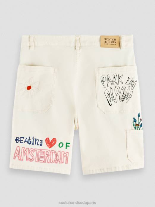 Scotch & Soda Hommes short en sergé de coton biologique imprimé broderie jaune vêtements 4HB4627