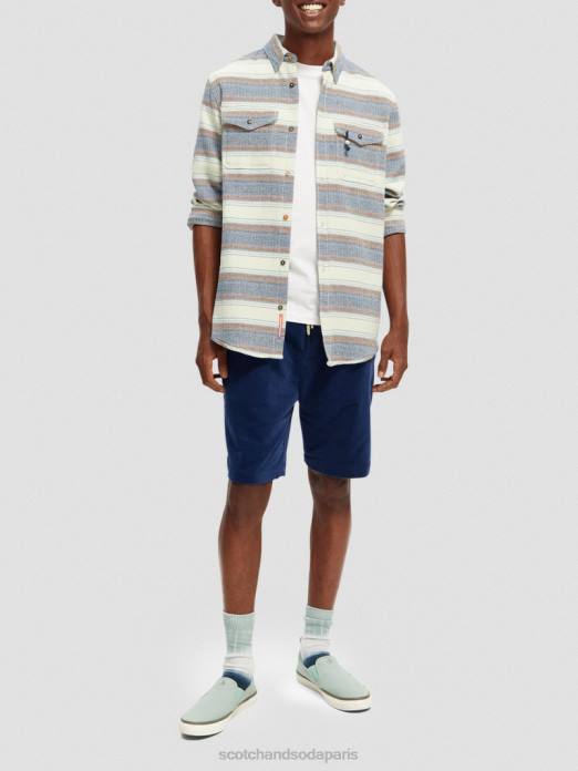 Scotch & Soda Hommes short en velours côtelé coupe décontractée en coton biologique Marin vêtements 4HB4596